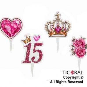 KIT DECO TORTA MIS 15 (12 UNIDADES)